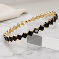 Golden Plated Black Onyx Square CZ Tennis Bracelet Kangan