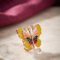 Golden Plated Enamel Butterfly Stud Earrings