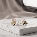 Golden Plated Pearlescent Floral Stud Earrings