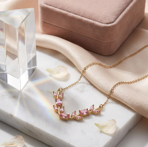 Golden Plated Pink Tulip Necklace
