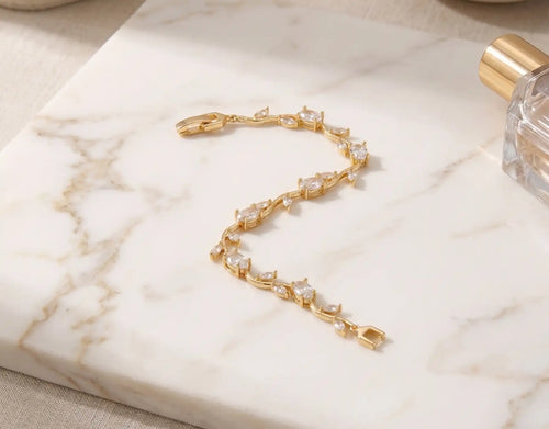 Golden Plated Tulip Bracelet Clear Crystal Kangan