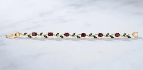 Golden Plated Tulip Bracelet Ruby Red Gemstone Kangan