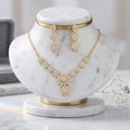 Golden Plated Zircon Floral Necklace Set with Matching Tops
