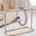 Rhodium Plated Silver Pink Emerald Cut CZ Tennis Bracelet Kangan