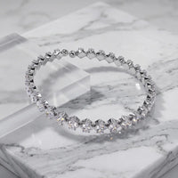 Rhodium silver plated tennis bracelet with square princess-cut clear crystal CZ stones by Trivo Essentials