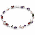 Rhodium Plated Silver Tulip Bracelet Multi Color Gemstone Kangan