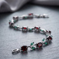 Rhodium Plated Silver Tulip Bracelet Ruby Red Gemstone Kangan