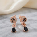 Rose Golden Black Teardrop Zircon Drop Earrings