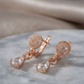 Rose Golden Teardrop Zircon Drop Earrings
