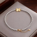 Two-Tone Butterfly CZ Tennis Bracelet Silver & Golden Kangan
